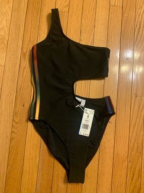 adidas originals One-Piece cut out swimsuit with Rainbow Trefoil and Straps